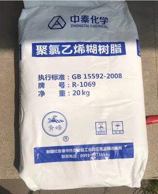 Zhongtai R1069 Resina de PVC de grau de pasta K-valor 79 com baixa viscosidade Brookfield e matéria volátil ultra-baixa para processamento de plastilina