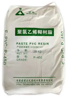 Junzheng P-450 Resina de PVC de qualidade de pasta com valor K-65 de baixo teor volátil e viscosidade de pasta controlável