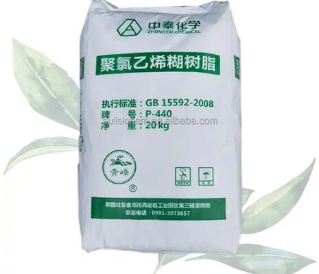 Zhongtai P440 emulsão de resina de pasta de PVC com valor K 74 de peso molecular médio e viscosidade baixa a média