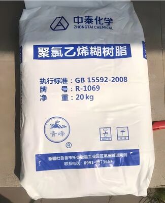 Resina de Pasta de PVC Zhongtai R1069 Valor K 78 com Alto Grau de Polimerização e Baixo Teor de Voláteis para Aplicações Premium
