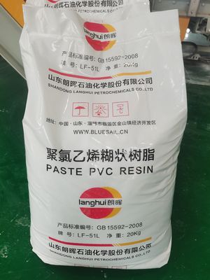 Resina de pasta de PVC LF-51L com baixa viscosidade de Brookfield, espessamento mínimo de 24 horas e desespumação superior para couro e brinquedos espumados