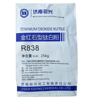 Bluestar Jinan Yuxing R838 Dióxido de Titânio Rutilo com Si-Al Inorgânico + Tratamento de superfície composto orgânico para alta brancura e excelente dispersão em sistemas à base de água